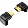 UNITEK 8K HDMI leņķa adapteris 90° un 270° (2 iepakojumā) - Melns