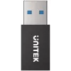 UNITEK USB-A datu bloķētāja adapteris - tikai uzlādei, melns