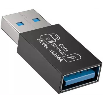 UNITEK USB-A datu bloķētāja adapteris - tikai uzlādei, melns