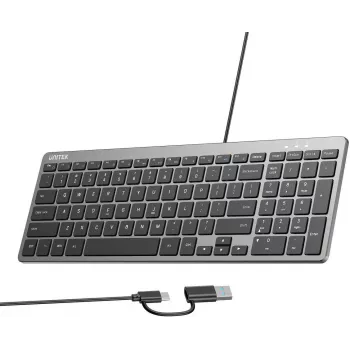 UNITEK SlimTap Lightweight Wired Office Keyboard USB-C/USB-A