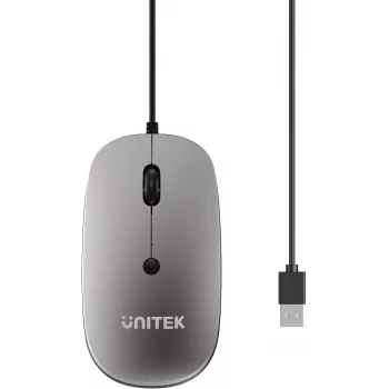 UNITEK SlimTrack 1600DPI Wired Optical Mouse, Black