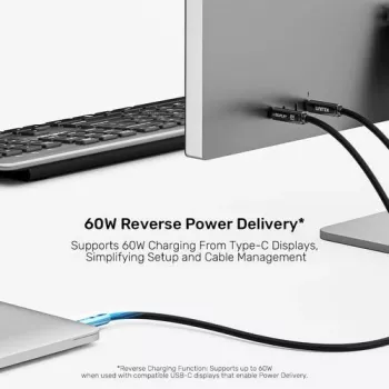 UNITEK USB-C Active Optical Cable 5m - 10Gbps, PD 60W, 8K@30Hz, Black