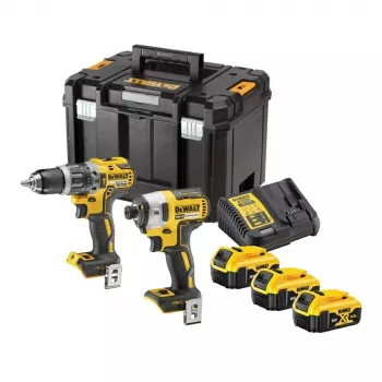 DEWALT 18V XR Brushless Combi Drill & Impact Driver Twin Pack DCK266P3T ar 3x 5.0Ah akumulatoriem, lādētāju un TSTAK maciņu