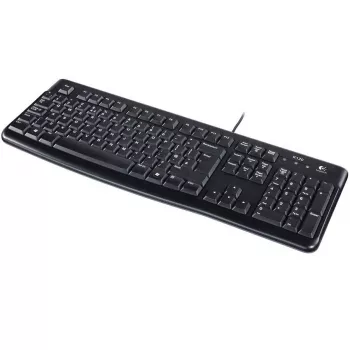 Logitech Keyboard K120 RU - Vadu USB pilna izmēra krievu izkārtojums, izturīgs pret šķidrumiem, melns