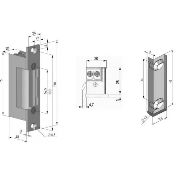 SCOT ES-S12DCN PROFI Simetrisks zemas strāvas elektriskais durvju atvērējs 12V DC Fail-Secure