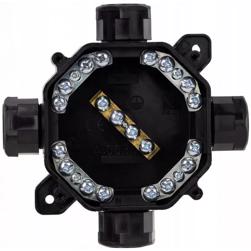 PAWBOL A.0035C Virsmas montāžas hermētiskā sadales kārba PG16, IP67 (5x4mm²), Melna