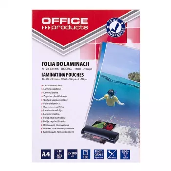 PBS CONNECT OFFICE PRODUCTS Laminēšanas plēve A4 2x100 mikroni Spīdīga 100 loksnes Caurspīdīga