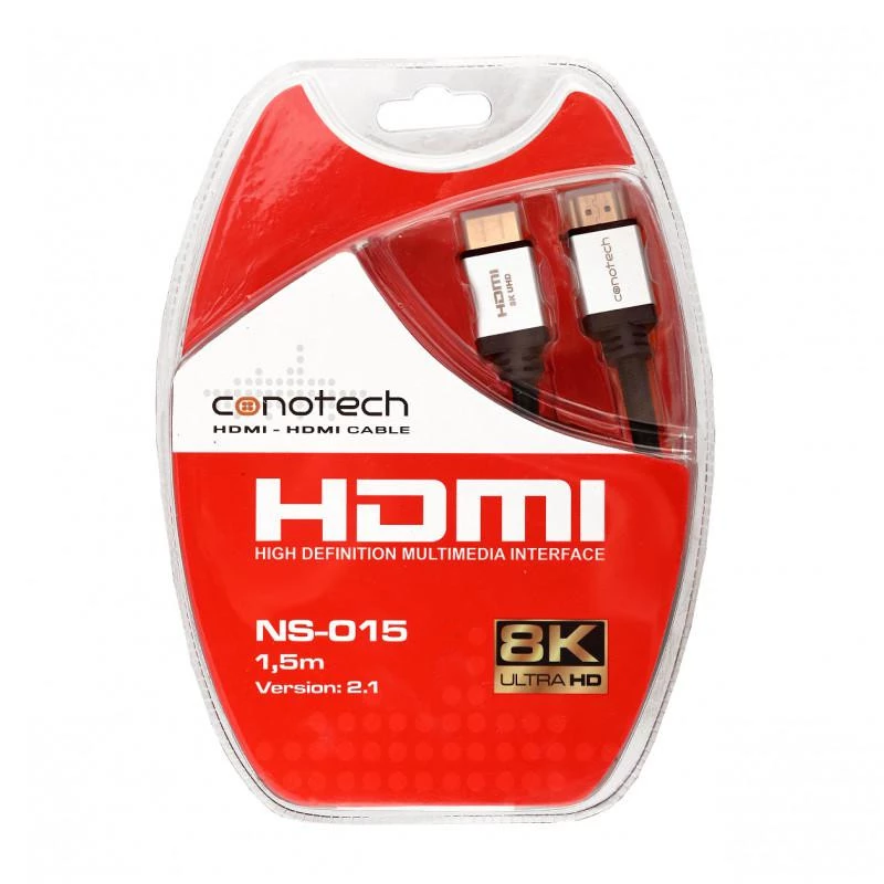 CONOTECH NS-015 2.1 8K HDMI kabelis 1,5m Ultra High Speed 48Gbps Melns