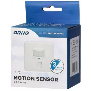 ORNO OR-CR-205 PIR kustības sensors, 360°, 6m, 230V, balts, iebūvējams griestos