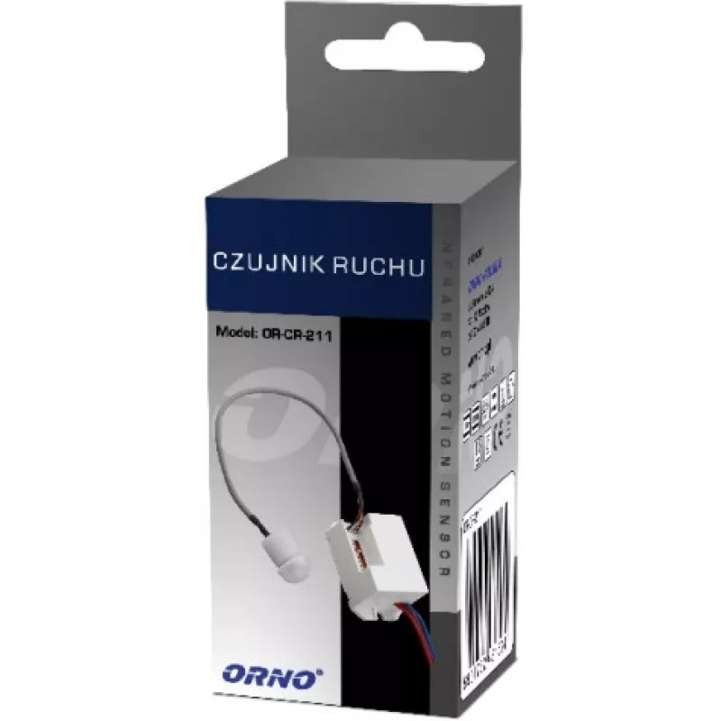 ORNO OR-CR-211 Miniatūrs PIR kustības sensors, 230V, 120°, 6m, IP20, Balts