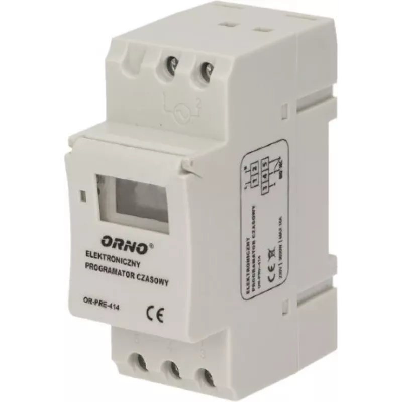 ORNO OR-PRE-414 Digitālais laika slēdzis, DIN sliede, 230V AC, 16A, 1 kanāls