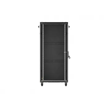 LANBERG 19 inch 27U Brīvi stāvošs serveru skapis 600x1000 mm Melns ar rūdīta stikla durvīm (plakanā iepakojumā)