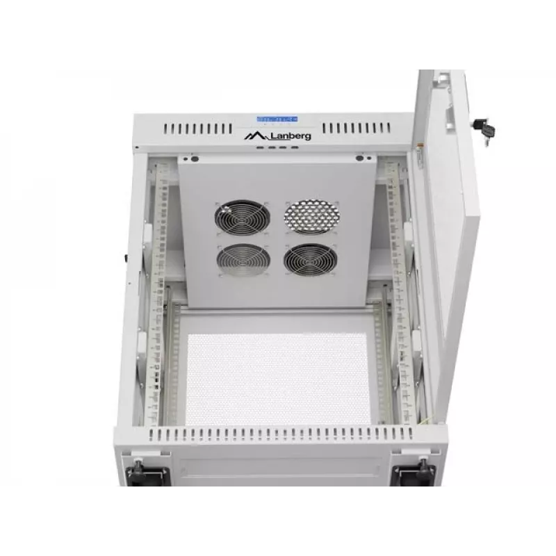 Lanberg FF01-6615-23SL Brīvi stāvošs 19 collu skapis 15U 600x600 Pelēks ar perforētām durvīm un LCD plakanā iepakojumā