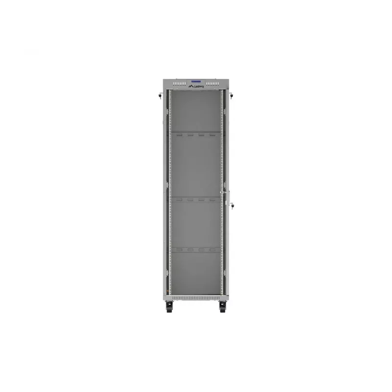 LANBERG 19 inch 42U grīdas statīva skapis 600x1000 mm pelēks, rūdīta stikla durvis, LCD displejs, plakanā iepakojumā
