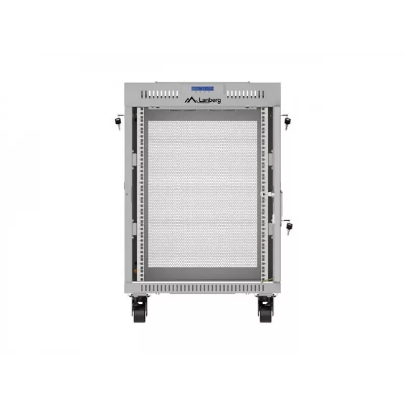 Lanberg 19 collu 15U 600x800 pelēks grīdas skapis ar perforētām durvīm un LCD (plakanā iepakojumā)