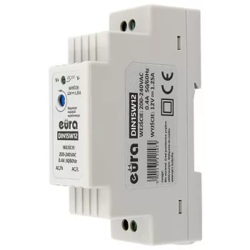 EURA DIN15W12 DIN sliežu barošanas bloks 12V 1.25A 15W