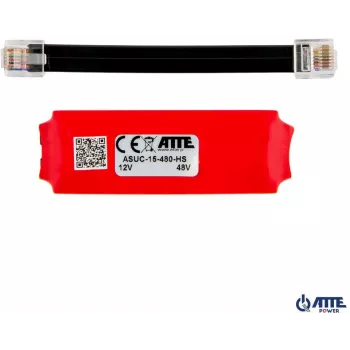 ATTE ASUC-15-480-HS pasīvais PoE adapteris, ieeja 10-30V DC, izeja 48V DC 15W, 0.31A, RJ45, sienas montāžai, melns