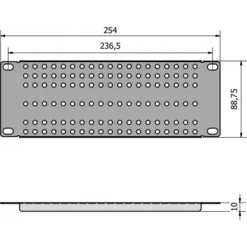 ATTE ADD-RACK10-2U1 10-Inch 2U Rack Mounting Adapter with Straight Holes, Black