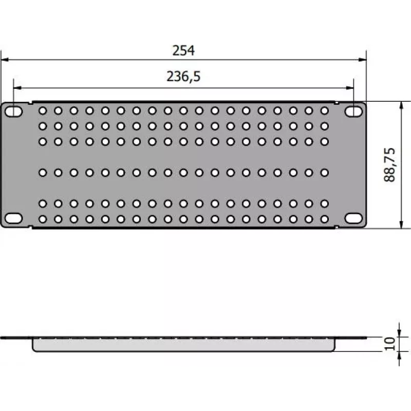 ATTE ADD-RACK10-2U1 10-Inch 2U Rack Mounting Adapter with Straight Holes, Black