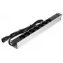 DELTA PD-7/RACK/IEC 19-Inch 1U Basic PDU ar 7 Schuko kontaktligzdām, IEC C14 ieeja, 2m kabelis, 16A, Melns
