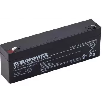 EUROPOWER EP 2.3-12 AGM akumulators 12V 2.3Ah 6-9 gadu kalpošanas laiks