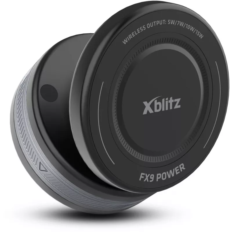 Xblitz FX9 Power Auto Turētājs ar Qi Bezvadu Lādēšanu, 10W, Automātiska Skava, Piesūcekņa Stiprinājums