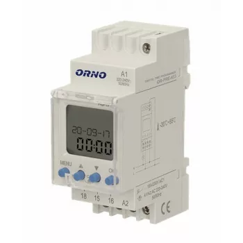 ORNO OR-PRE-433 Elektroniskais nedēļas taimeris, DIN sliede, 16A/3680W, 16 programmas, 230V