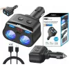 MBG Line HC69PD 3-Way Cigarette Lighter Splitter with 2x USB-C PD 30W and 2x USB-A QC 3.0, LED Voltage Display, 180W