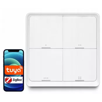 LUXURY-GOODS SC04 ZigBee TUYA Smart Scene Switch – 4 pogas, 12 ainas, balts