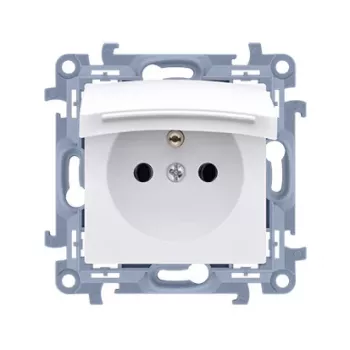 KONTAKT SIMON 10 Moduļu Balta Kontaktligzda 1x Z/U ar Atloku IP44 Skrūvju Spailes 16A 250V