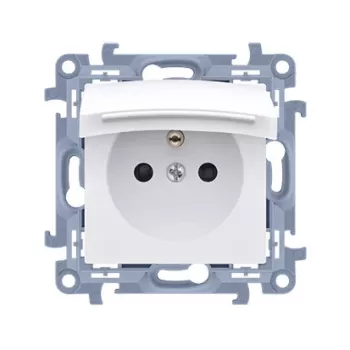 KONTAKT SIMON 10 Vienvietīga zemēta sienas kontaktligzda balta IP44 Skrūvju spailes 16A 250V