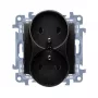 KONTAKT SIMON 10 Moduļu dubultā kontaktligzda 2x Z/U skrūvju spailes 16A 250V matēti melna