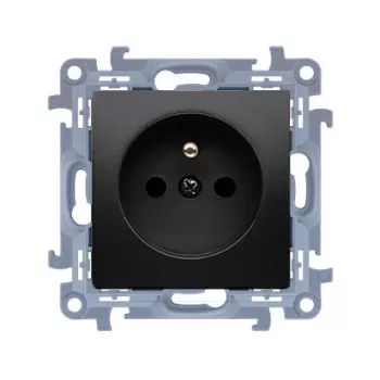 KONTAKT SIMON 10 moduļu melnā matētā kontaktligzda 1x Z/U ar aizbīdņiem un ātrajiem savienotājiem 16A 250V