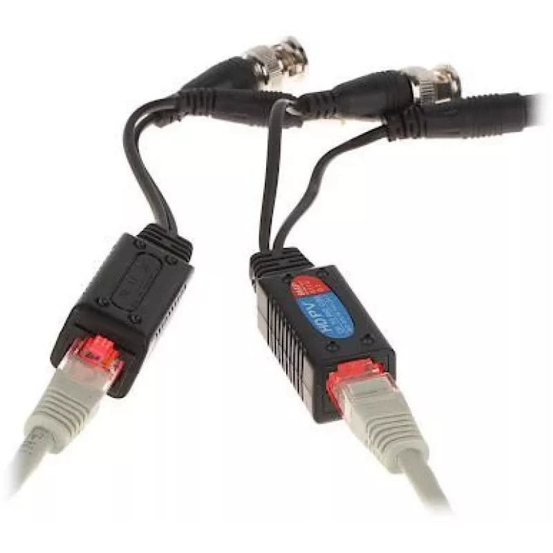 DELTA TR-1RJ-HD pasīvā video baluna komplekts (2 vienības) - 8MP 4K HD-CVI/HD-TVI/AHD/CVBS, BNC uz RJ45, melns