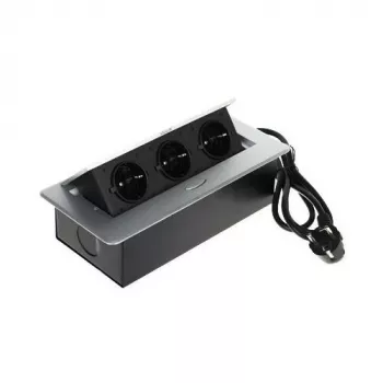 DELTA FPS-3S/CABLE Mēbeļu strāvas sadalītājs ar 3 kontaktligzdām, 1,5m kabeli, melns