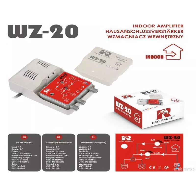 RED EAGLE DVB-T/T2 Antenas pastiprinātājs WZ-20