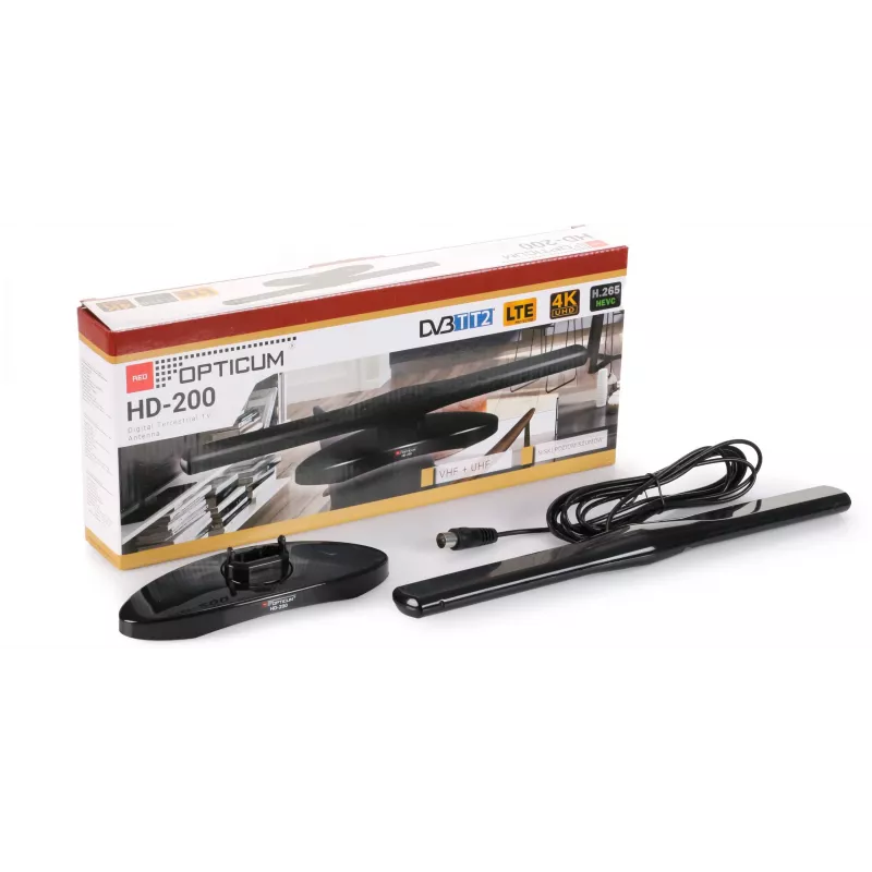 OPTICUM ANT0136 HD-200 Indoor DVB-T2 Active Antenna Black