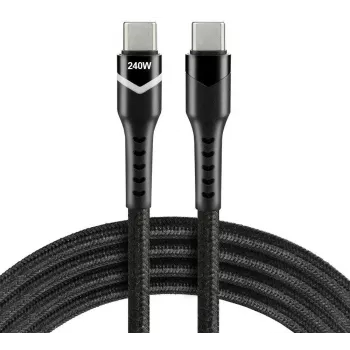 EVERACTIVE USB-C to USB-C kabelis 2m 240W RGB LED Melns CBB-2PDRS