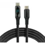 USB-C uz USB-C kabelis ar LCD jaudas displeju, 3m, 45W PD, Melns
