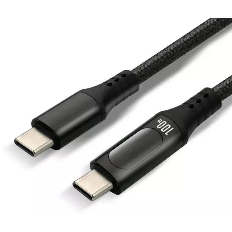 USB-C uz USB-C kabelis 100cm 100W PD LCD displejs everActive CBB-1PD5L