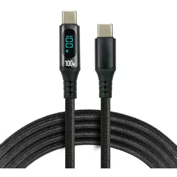 USB-C uz USB-C kabelis 100cm 100W PD LCD displejs everActive CBB-1PD5L