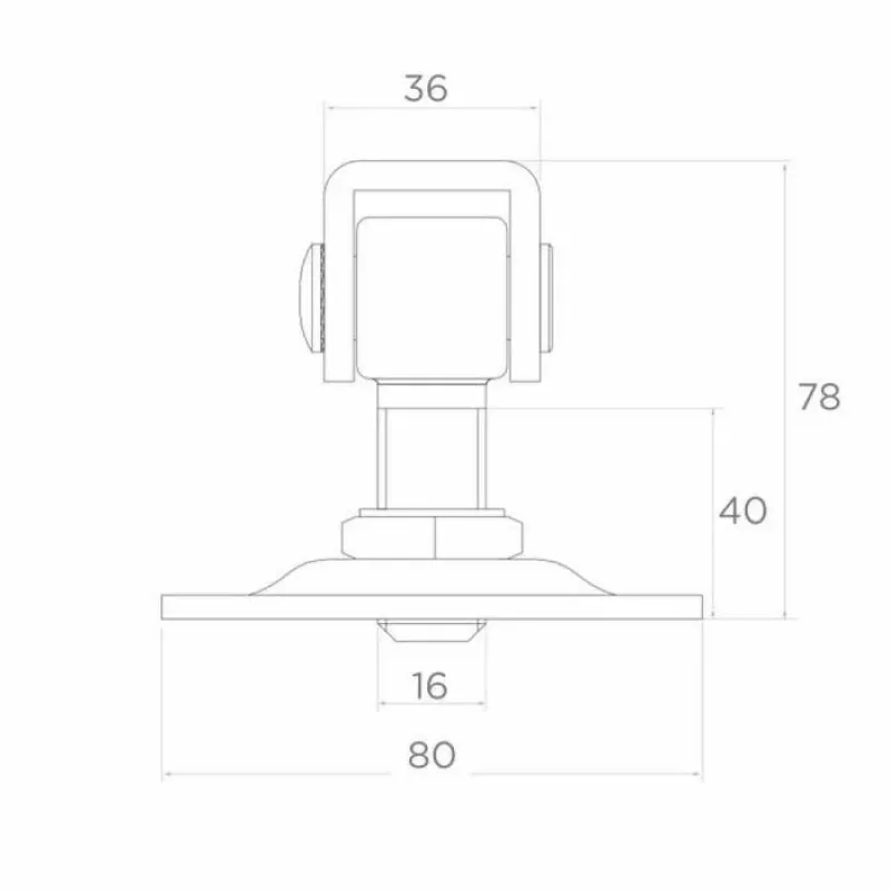 PSG Adjustable Gate Hinge 61.018.01 with Plate 80x80x3mm - M16 Thread (Galvanized Eye)