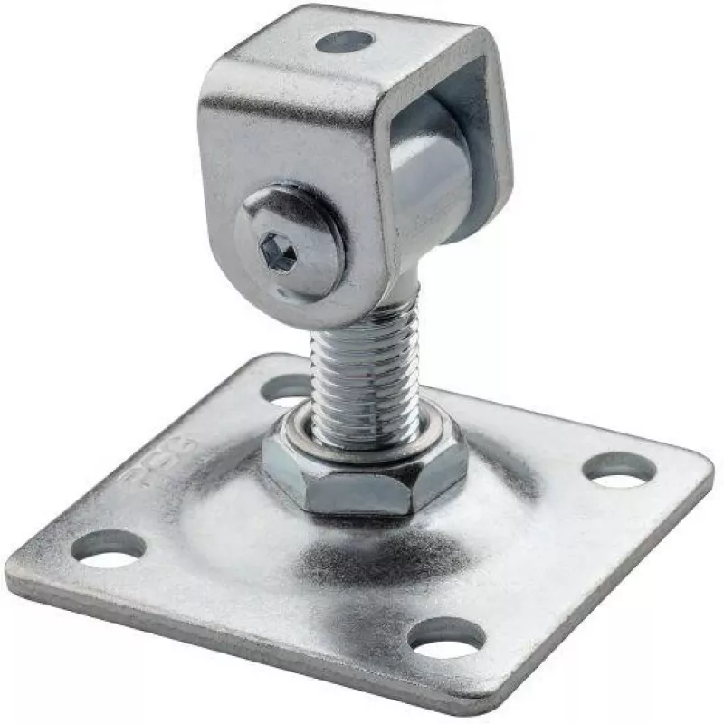 PSG Adjustable Gate Hinge 61.018.01 with Plate 80x80x3mm - M16 Thread (Galvanized Eye)