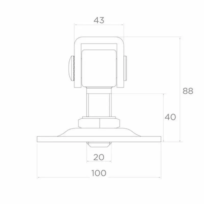PSG Adjustable Weld-on Hinge 61.019.01 with Mounting Plate 100x100x4mm - M20 Thread (Galvanized Eye)