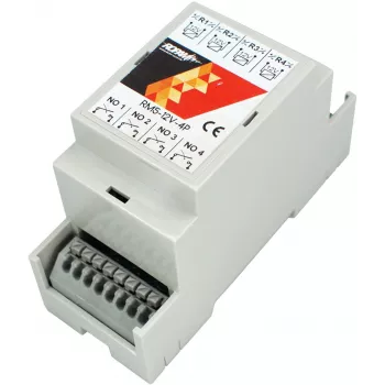 ROPAM RM5-12V-4P 4-kanālu 12V DC SPDT releju modulis ar LED indikatoriem