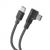 Forcell F-Energy CC-1Deg USB-C to USB-C kabelis 100W PD QC4.0 5A 2m Melns 90° Leņķveida