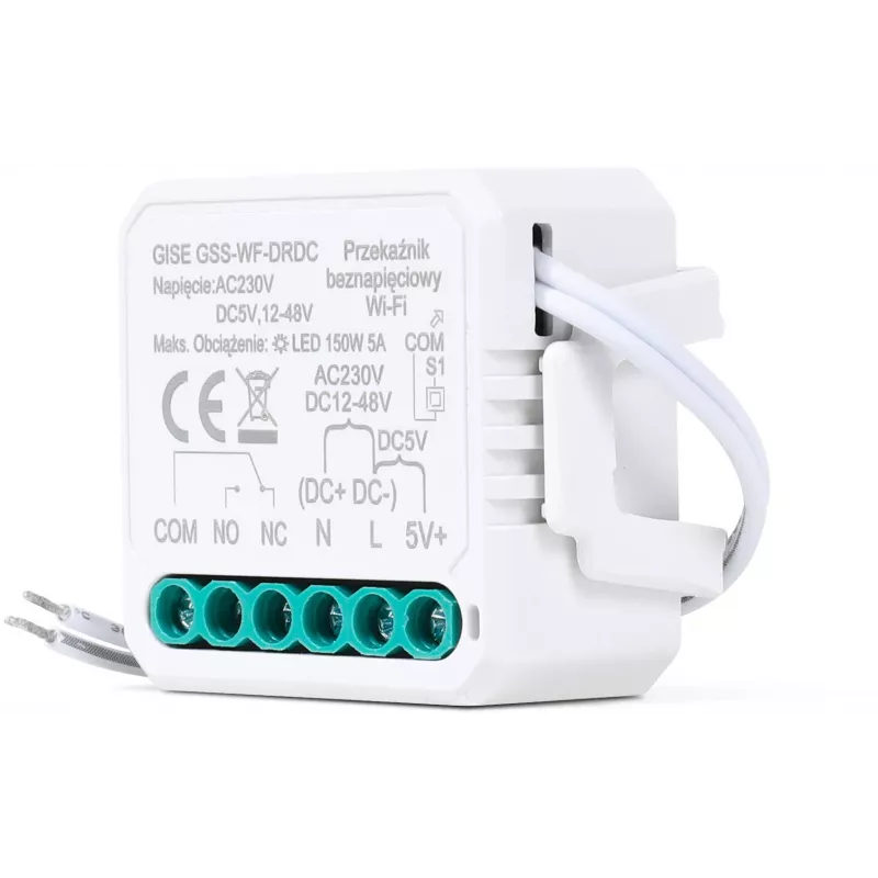 GISE viedais viena kanāla potenciālbriīvais zemsprieguma WiFi releja modulis | Tuya | GSS-WF-DRDC