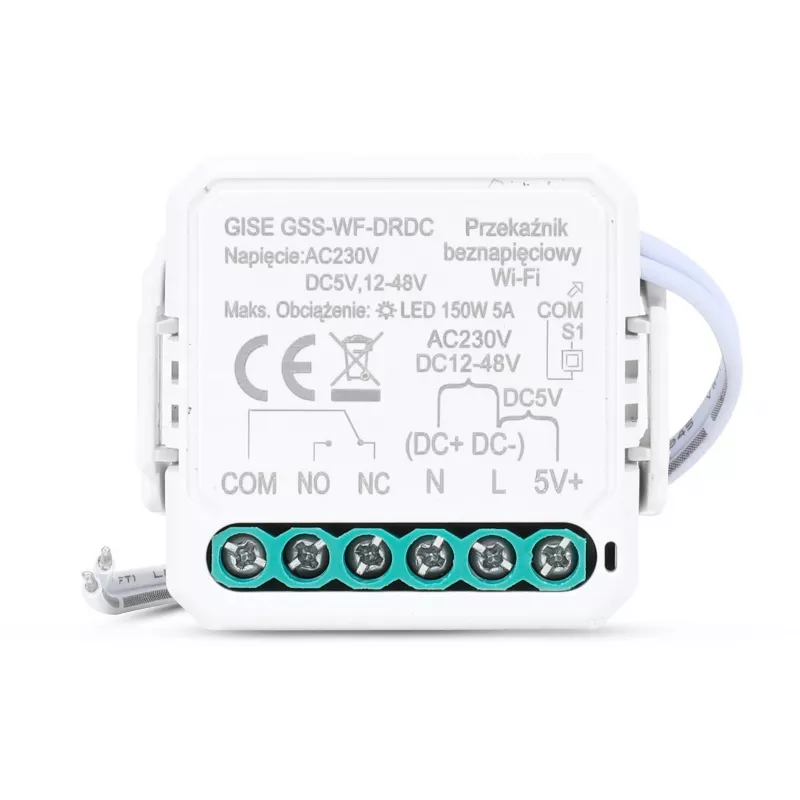 GISE viedais viena kanāla potenciālbriīvais zemsprieguma WiFi releja modulis | Tuya | GSS-WF-DRDC