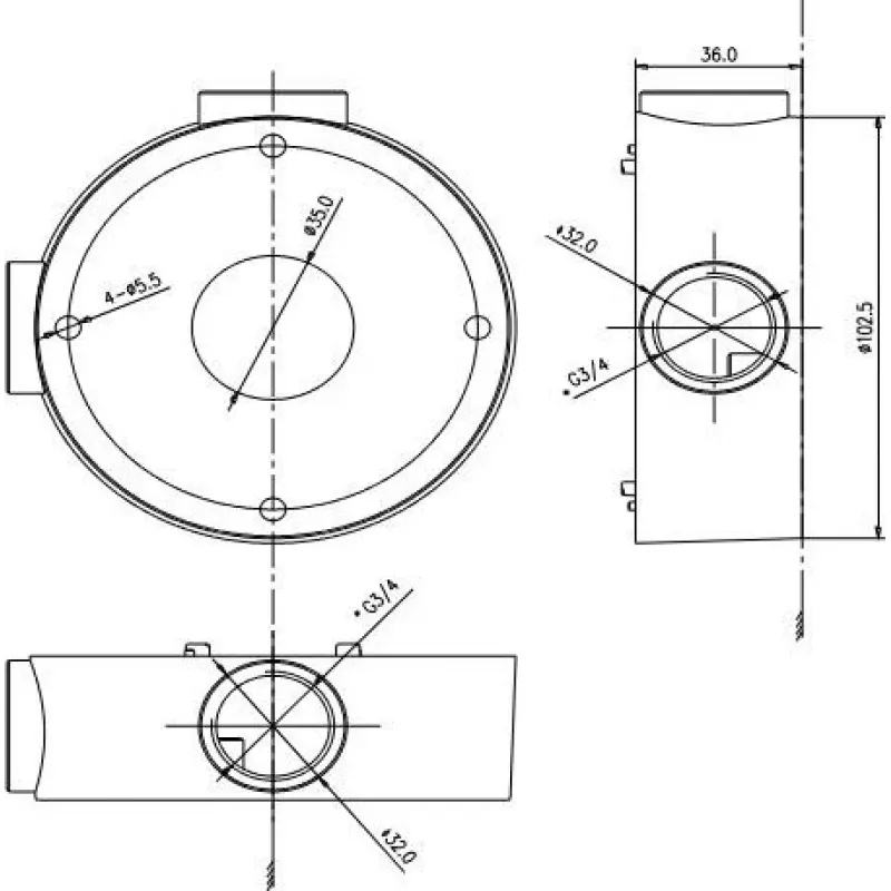 MITON MT-P1260 Virsmas montāžas sadales kārba 120x60x50mm IP65 Gaiši pelēka