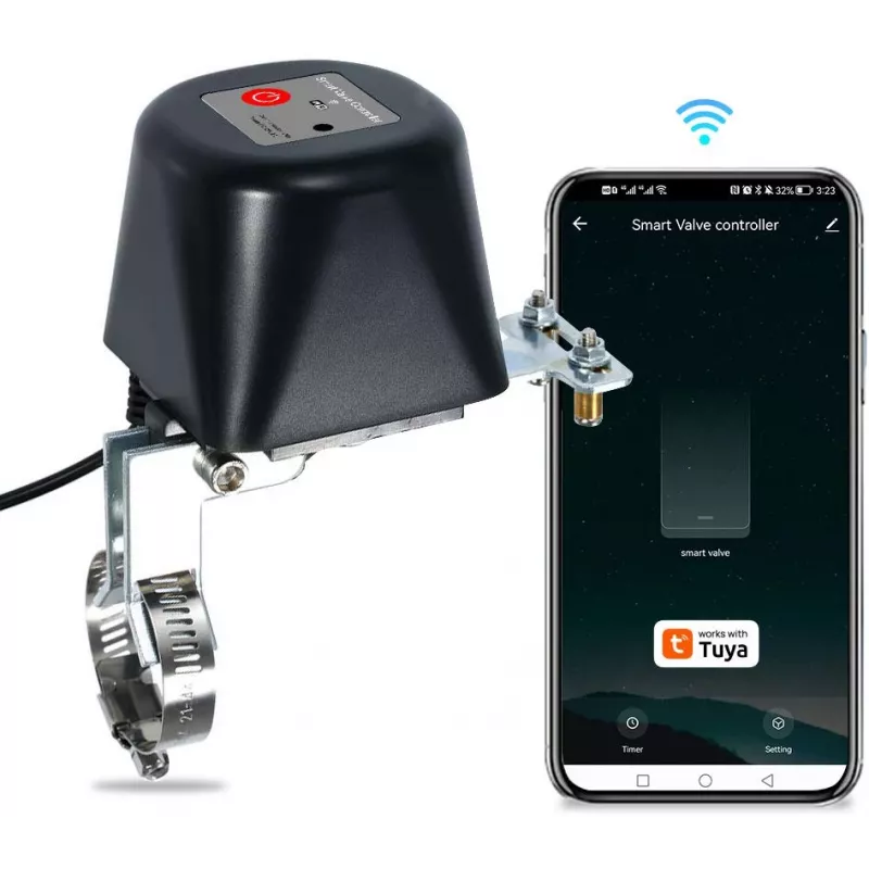 GISE GV-WF Smart Wi-Fi Ūdens/Gāzes Vārsta Kontrolieris, saderīgs ar Tuya